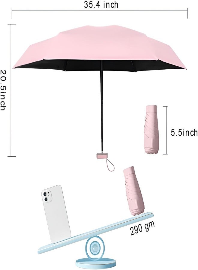 كونتاكتس مظلة سفر صغيرة للنساء من كونتاكتس مع حافظة كبسولة، مظلة صغيرة الحجم وخفيفة الوزن للحماية من الأشعة فوق البنفسجية، مظلة محمولة مقاومة للرياح (لون وردي) - Image 4
